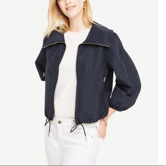 NWOT Ann Taylor Navy Anorak Windbreaker Jacket - Picture 1 of 8